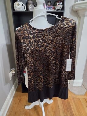 Women’s Leopard Print Tunic with Black Hem